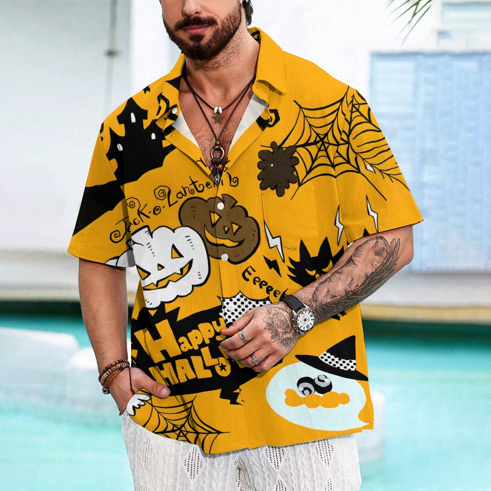 Halloween Ghost Pumpkin Casual Large Size Short Sleeve Shirt 2408000388