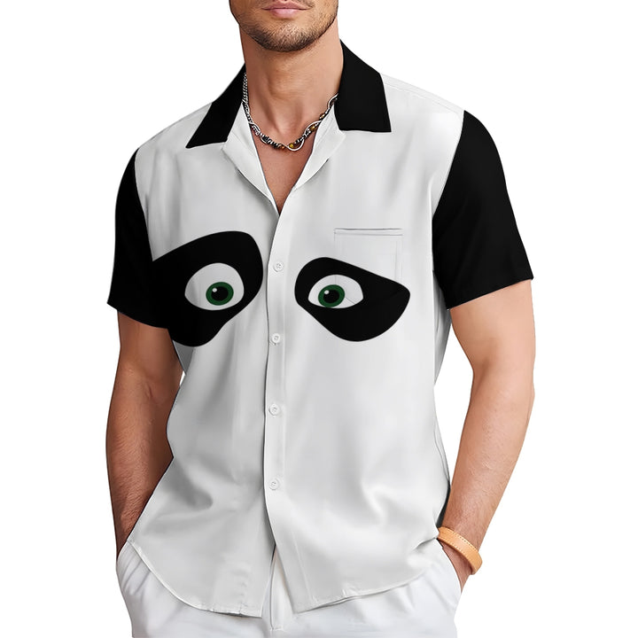 Men's Cartoon Panda Print Short Sleeve Shirt 2410008624