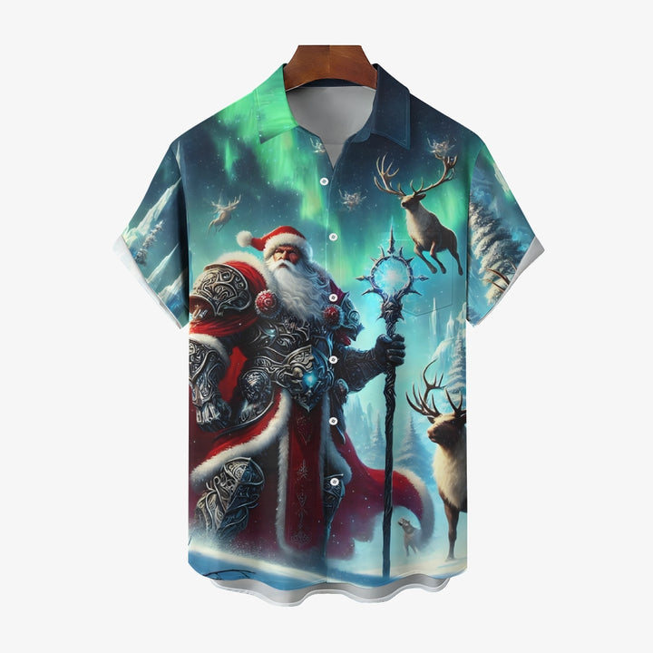 Christmas Santa Warrior Casual Short Sleeve Shirt 2411003332