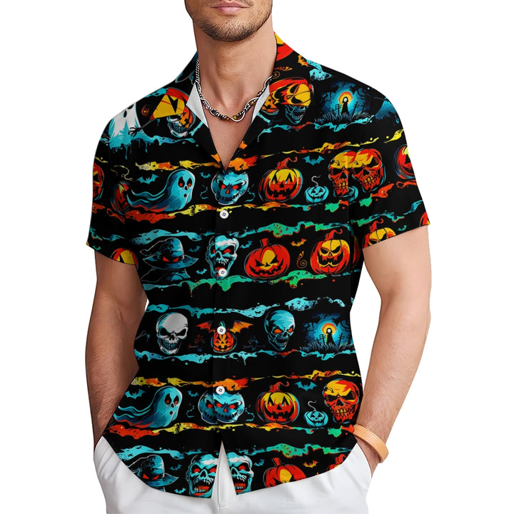 Ghost Halloween Pumpkin Casual Large Size Short Sleeve Shirt 2407003703