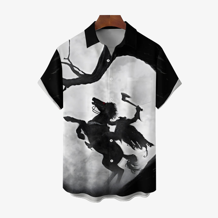 Men's Halloween Headless Horseman Short Sleeve Shirt 2408008312