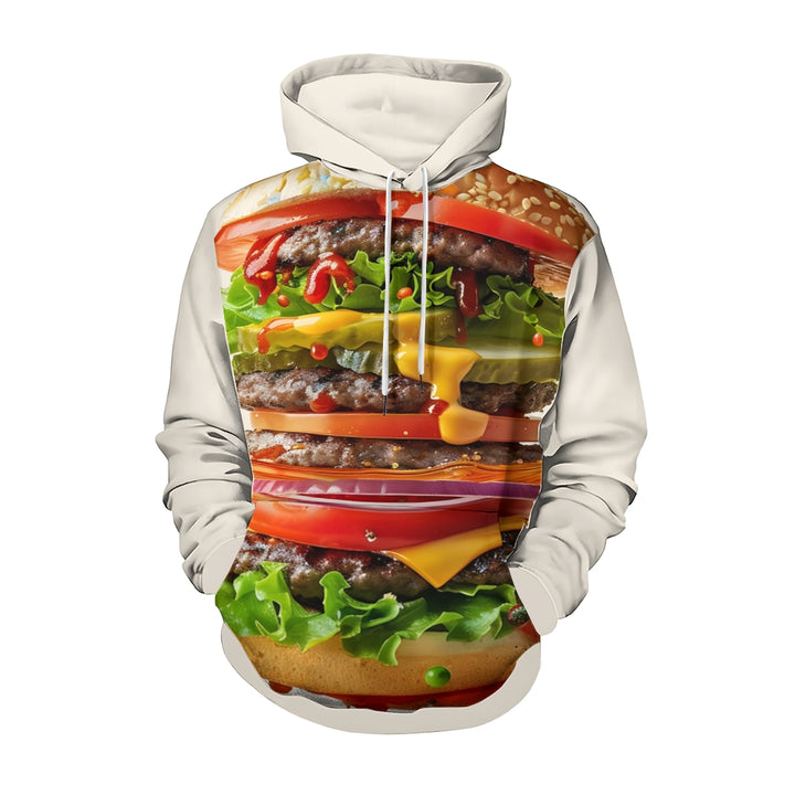 Plue Size Delicious Burgers Printed Hoodies 2411009425