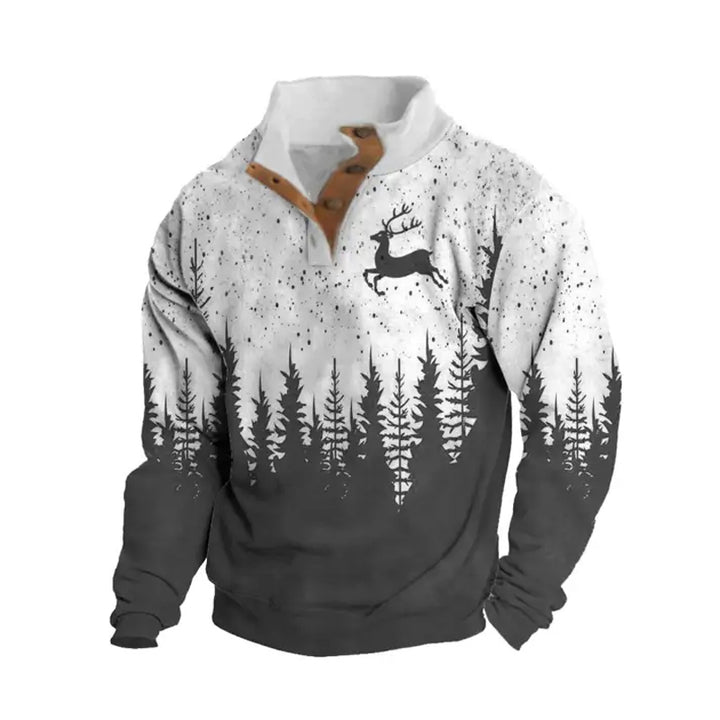 Men's Christmas elk and woods print sweatshirt