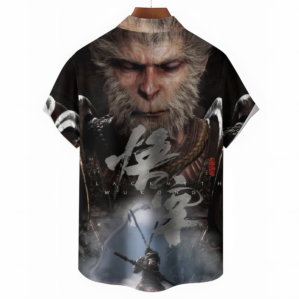 Black Myth Wukong Game Monkey Print Short-Sleeved Shirt