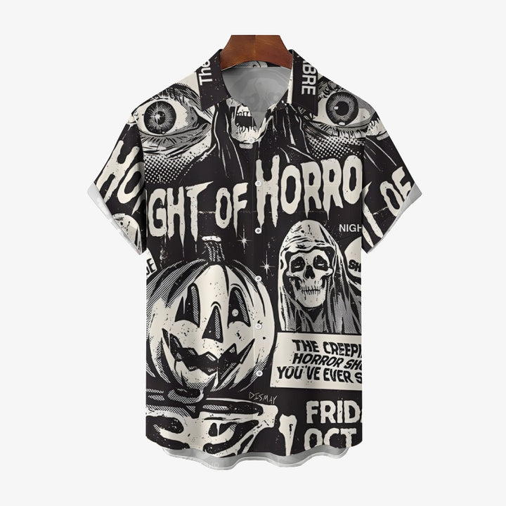 Halloween Horror Print Casual Short Sleeve Shirt 2408002796