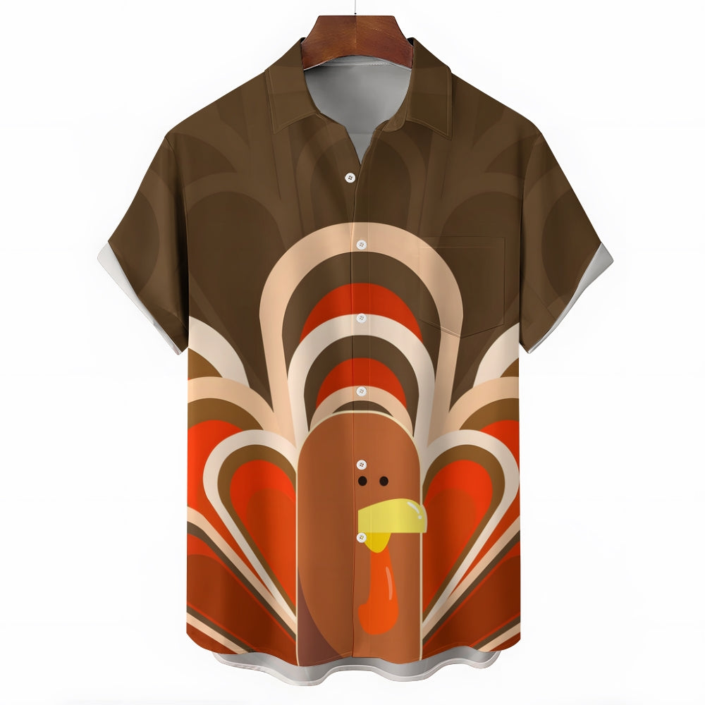 Thanksgiving Fun Turkey Casual Short Sleeve Shirt 2409009572