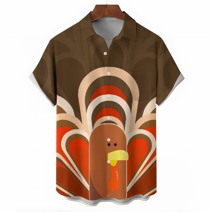 Thanksgiving Fun Turkey Casual Short Sleeve Shirt 2409009572