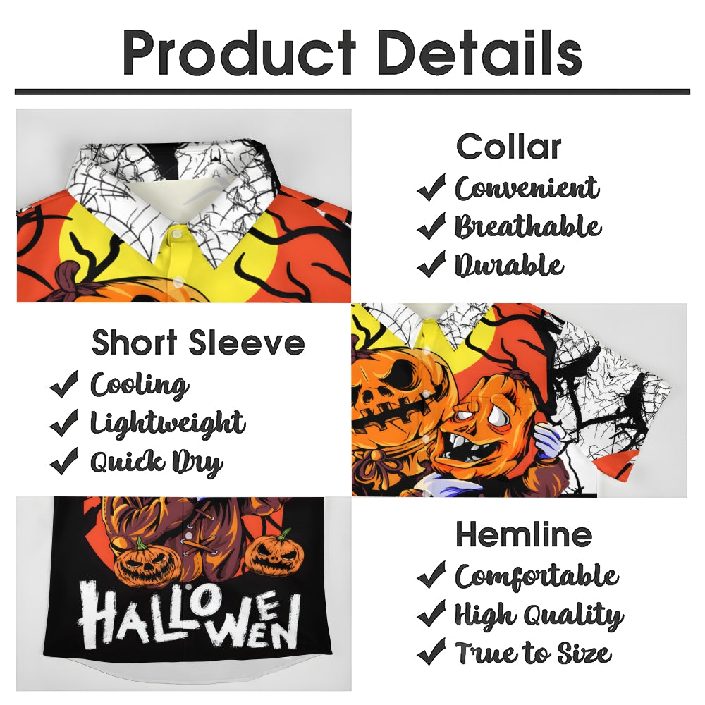 Halloween Ghost Pumpkin Short Sleeve Shirt 2409005117