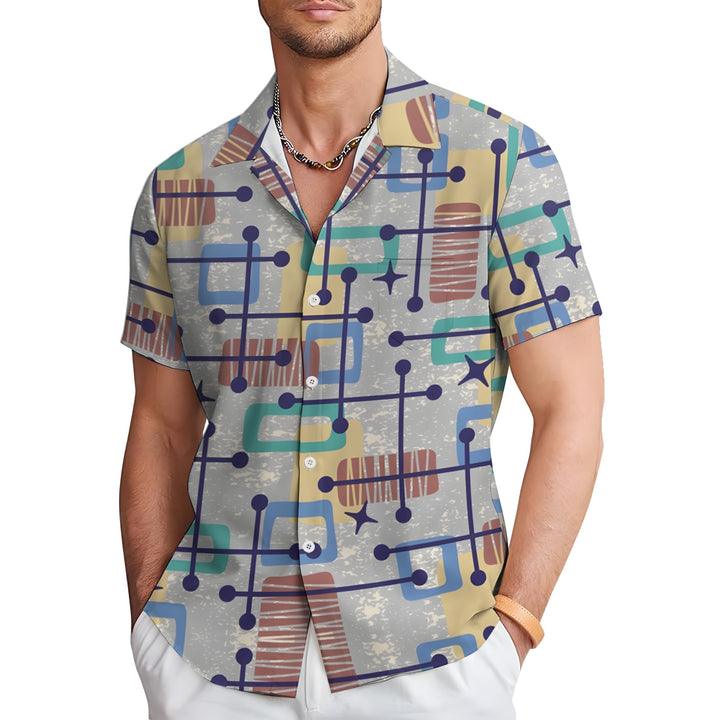 Men's Geometric Art Print Casual Short Sleeve Shirt 2403000485