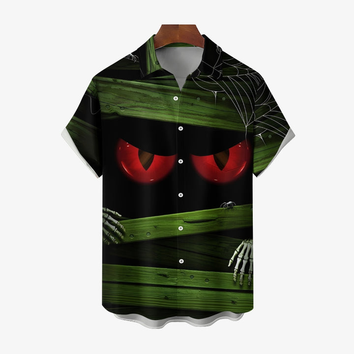 Halloween Eyes Horror Casual Short Sleeve Shirt 2408007564