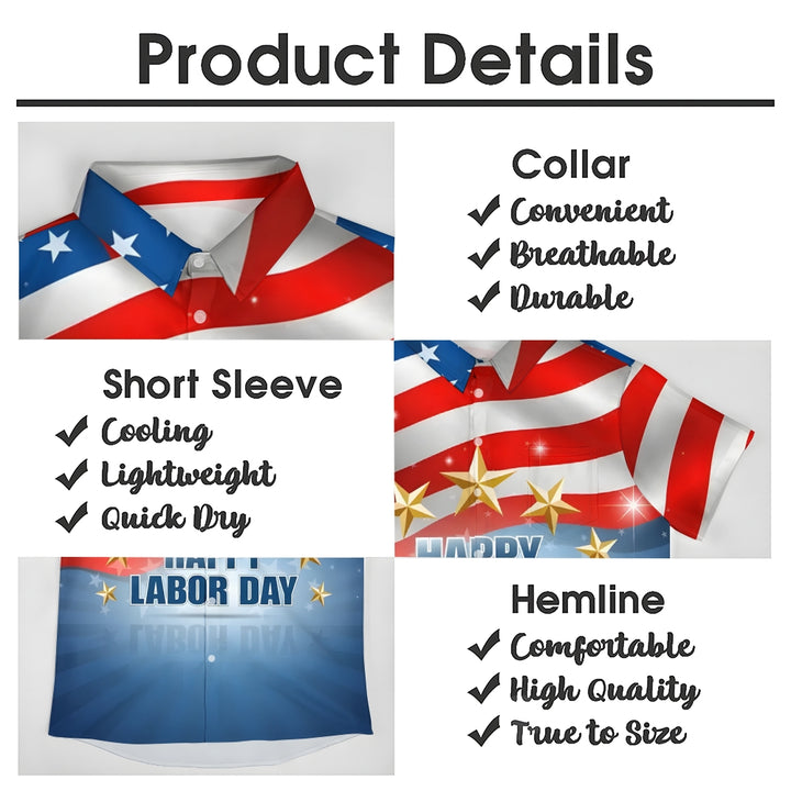 Happy Labor Day Casual Large Size Short Sleeve Shirt 2408000353