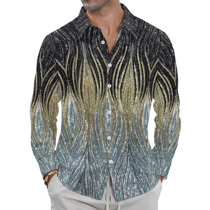 Men's Optical Illusion Silver Gold Outdoor Street Long Sleeve Shirt