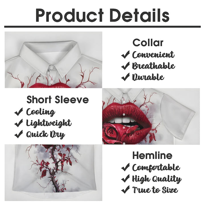 Rose Lips Casual Short Sleeve Shirt 2412008525