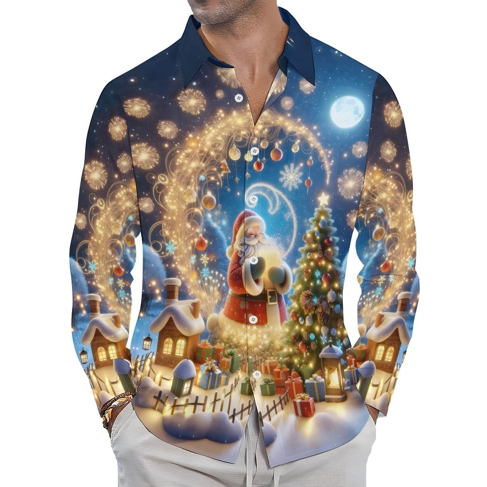 Christmas Santa Claus Printed Long Sleeve Shirt 2411003369