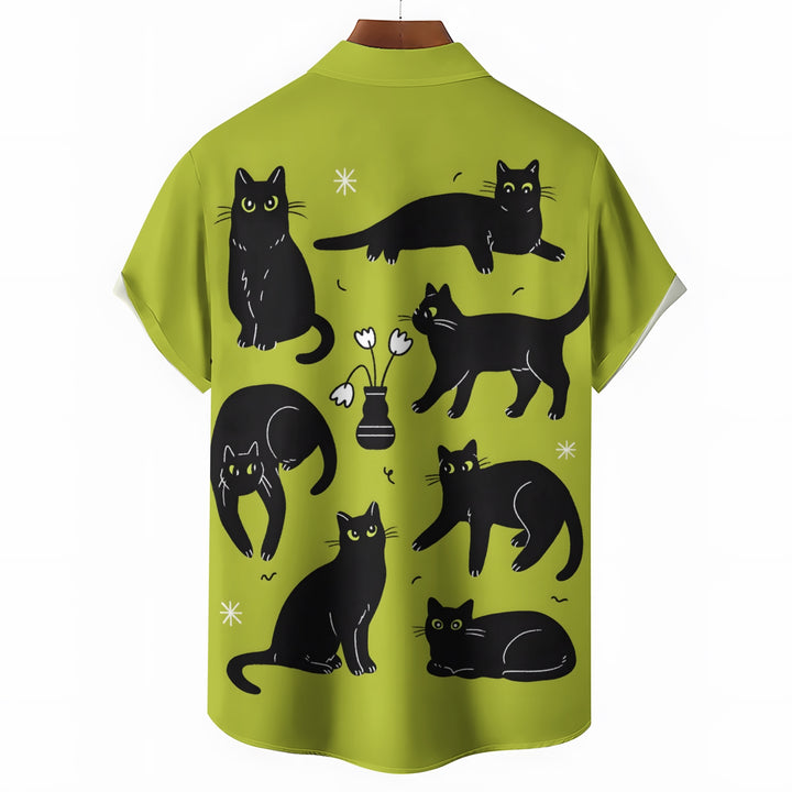 Men's Cats Casual Short Sleeve Shirt 2404000169