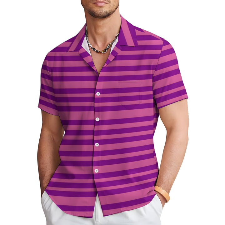 Men's Stripe Casual Short Sleeve Shirt 2403000754