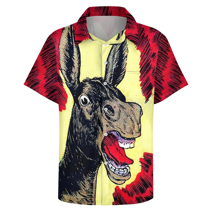 Men's  Funny Donkey Print Casual Short Sleeve Shirt 2404000411