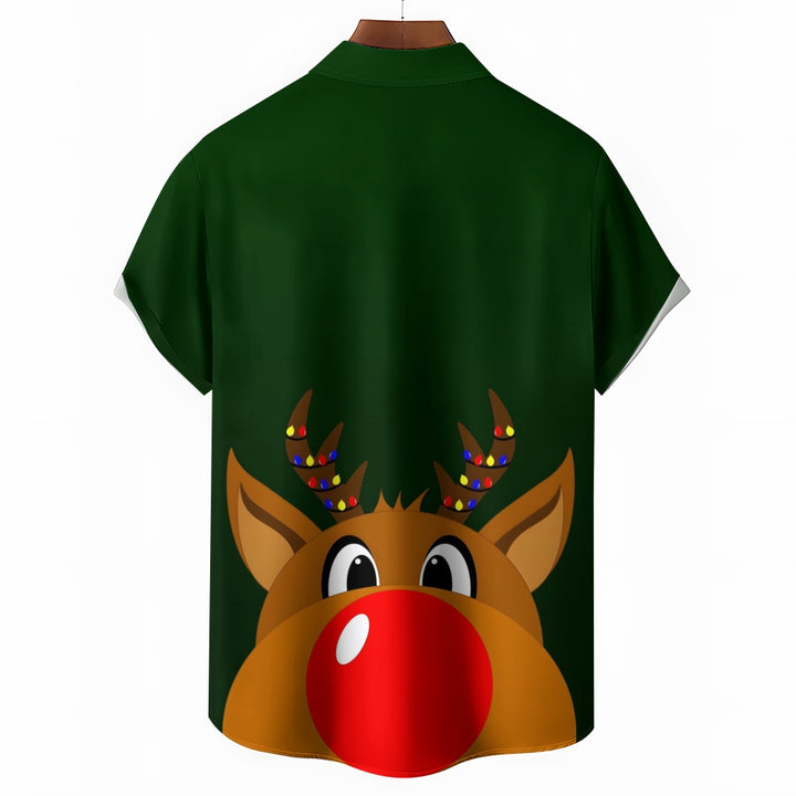 Christmas Elk Casual Short Sleeve Shirt 2409009578