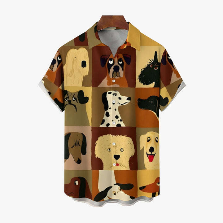 Dogs Cartoon Casual Large Size Short Sleeve Shirt 2407004402