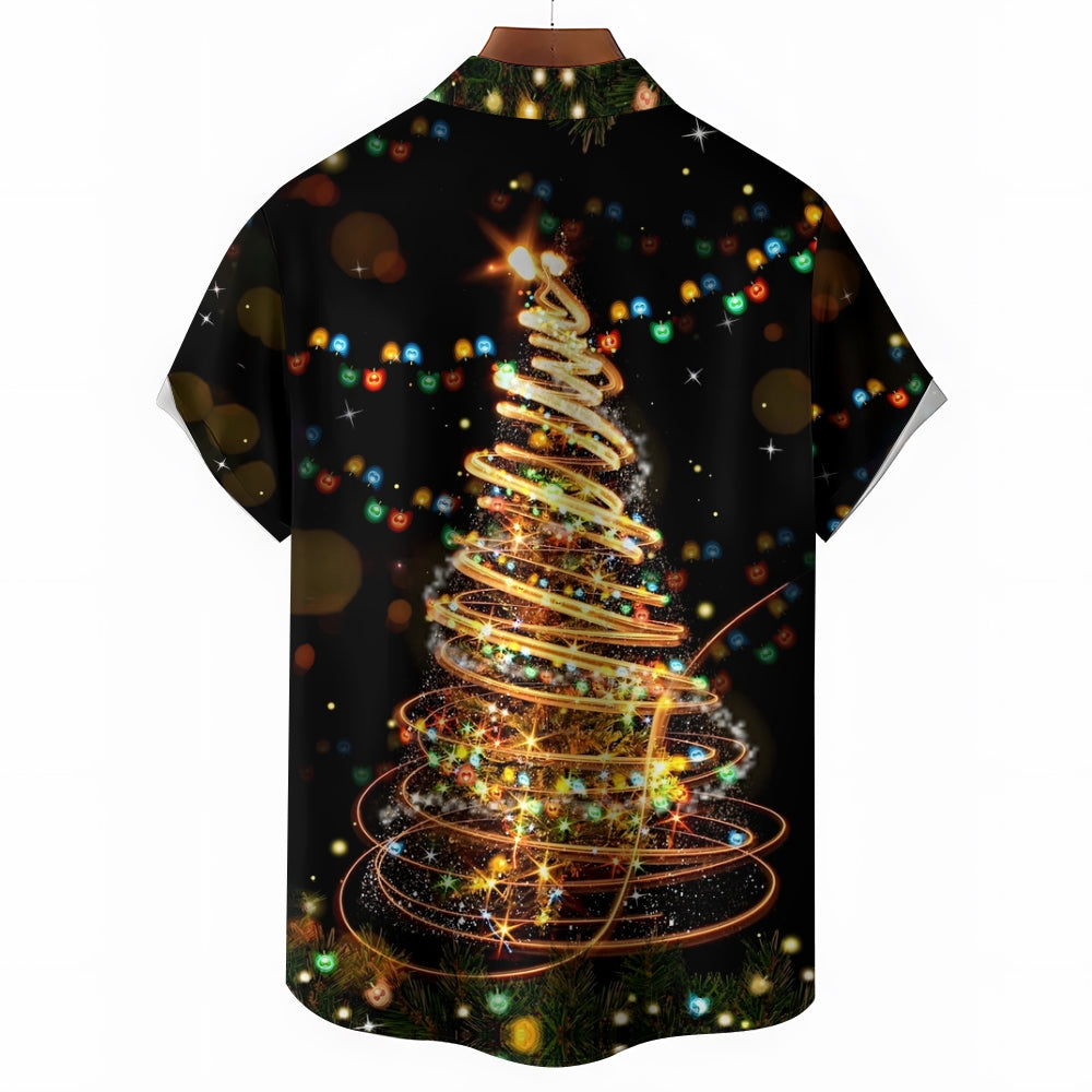 Christmas Tree Lights Casual Short Sleeve Shirt 2409006117