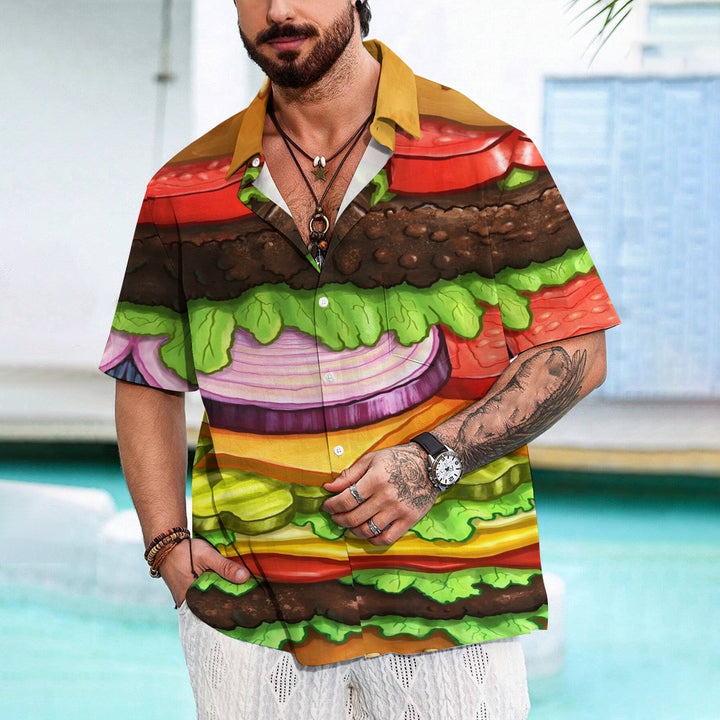 Delicious Burger Casual Short Sleeve Shirt 2410004441