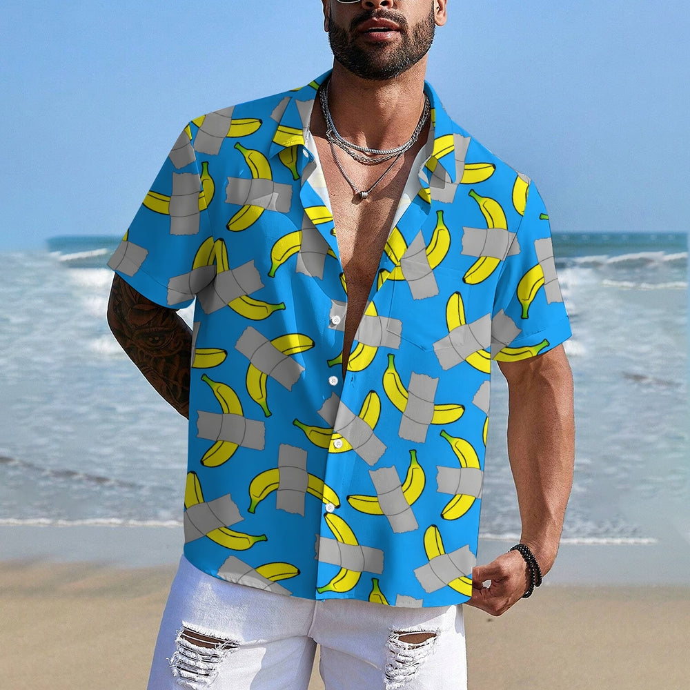 Banana Art Print Casual Short Sleeve Shirt 2408004525