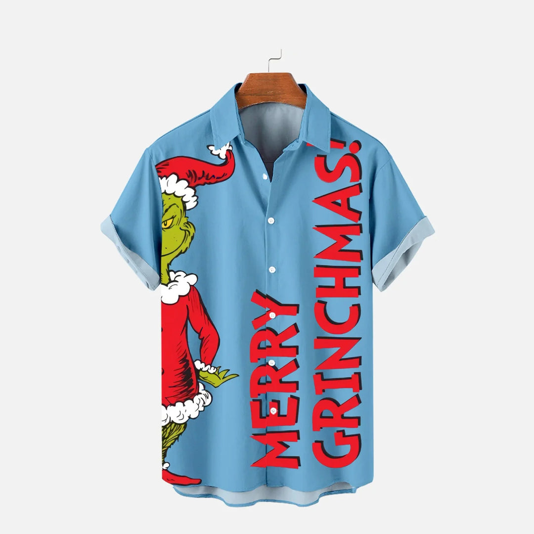 Men's Merry Christmas Spoof Pattern Short Sleeve Shirt