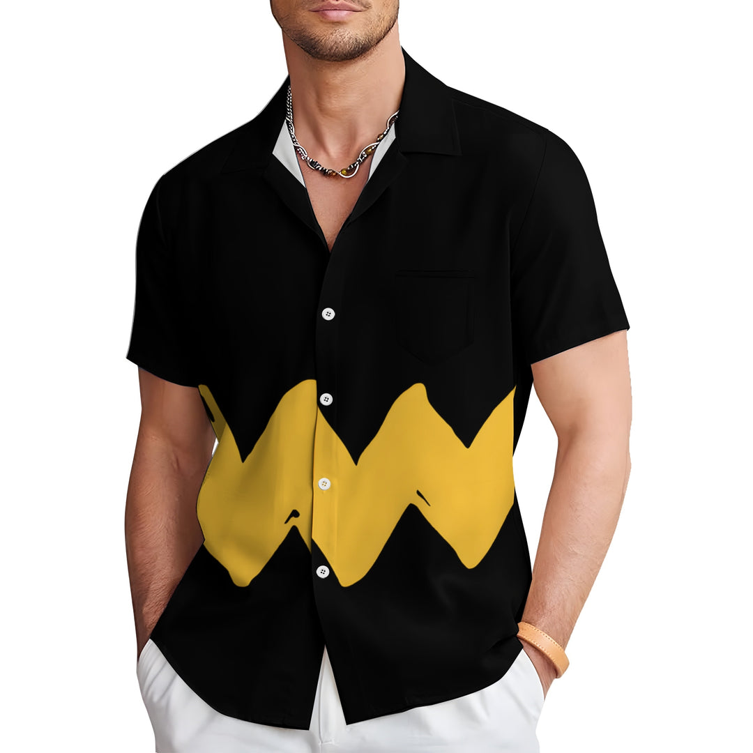 Men's Geometric Colorblock Short Sleeve Resort Shirt 2305102379