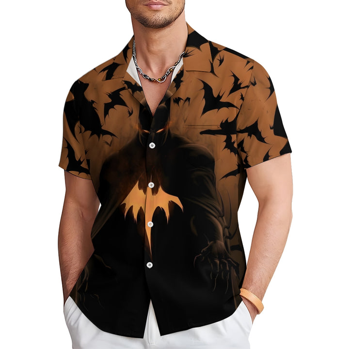 Dark Batman Print Casual Short Sleeve Shirt 2408007160