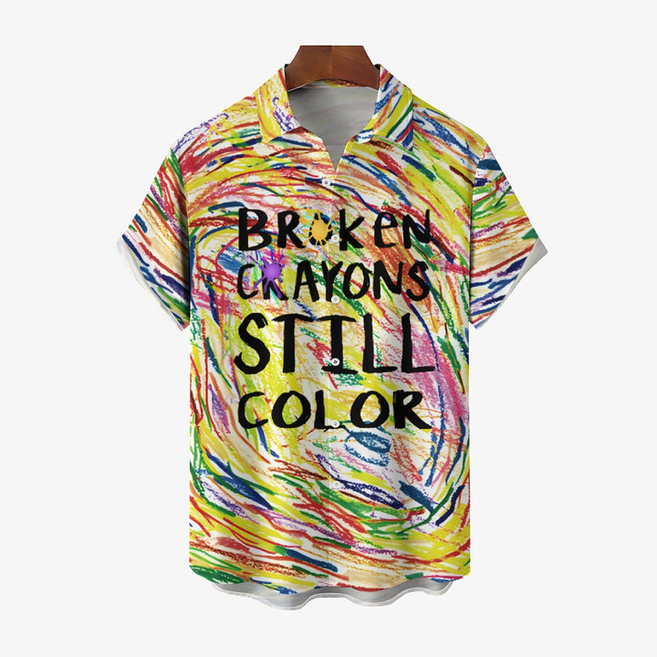 Colored Crayons Casual Short Sleeve Shirt 2410006297