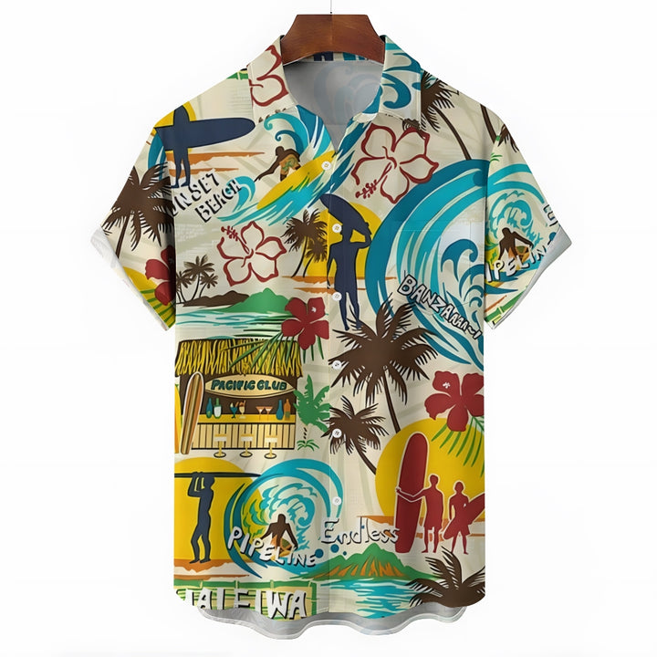 Men's Hawaiian Surf Casual Short Sleeve Shirt 2403000593