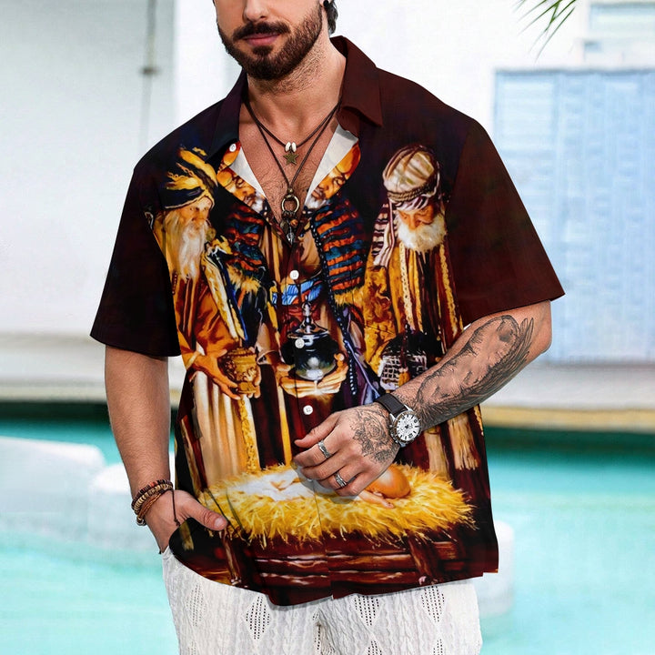 Three Kings Day Epiphany Prints Casual Short Sleeve Shirt 2411011947