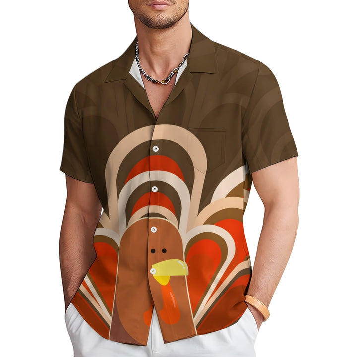 Thanksgiving Fun Turkey Casual Short Sleeve Shirt 2409009572