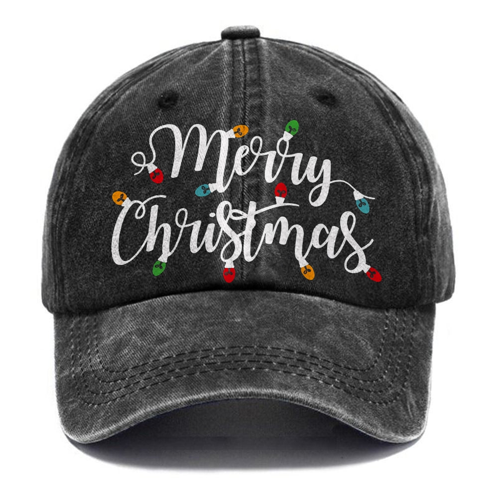 Unisex Vintage Casual Christmas letter Washed Cap