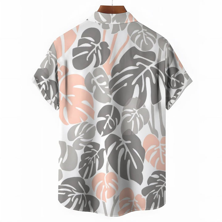 Men's Leaf Casual Short Sleeve Shirt 2312000541