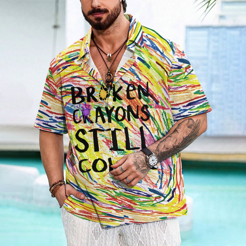 Colored Crayons Casual Short Sleeve Shirt 2410006297