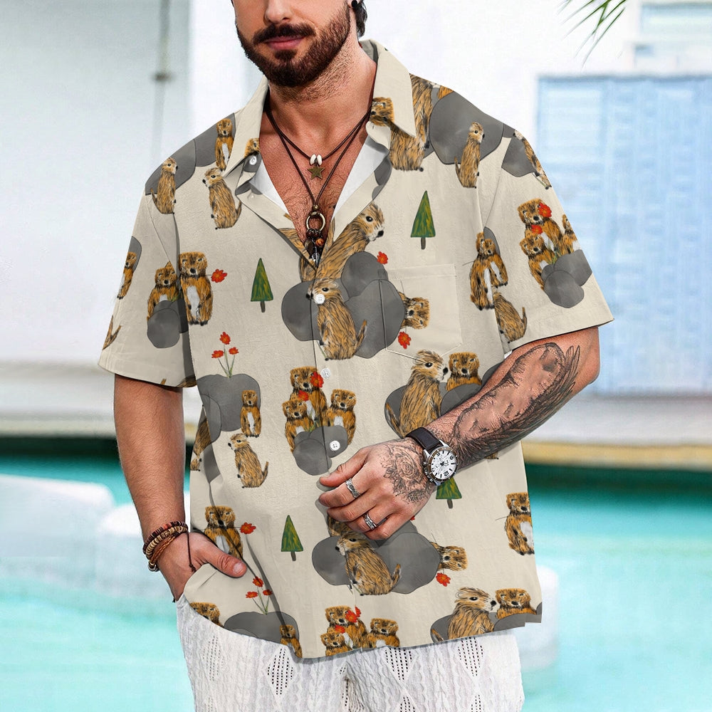 Groundhog Day Groundhogs Print Casual Short Sleeve Shirt 2412003821