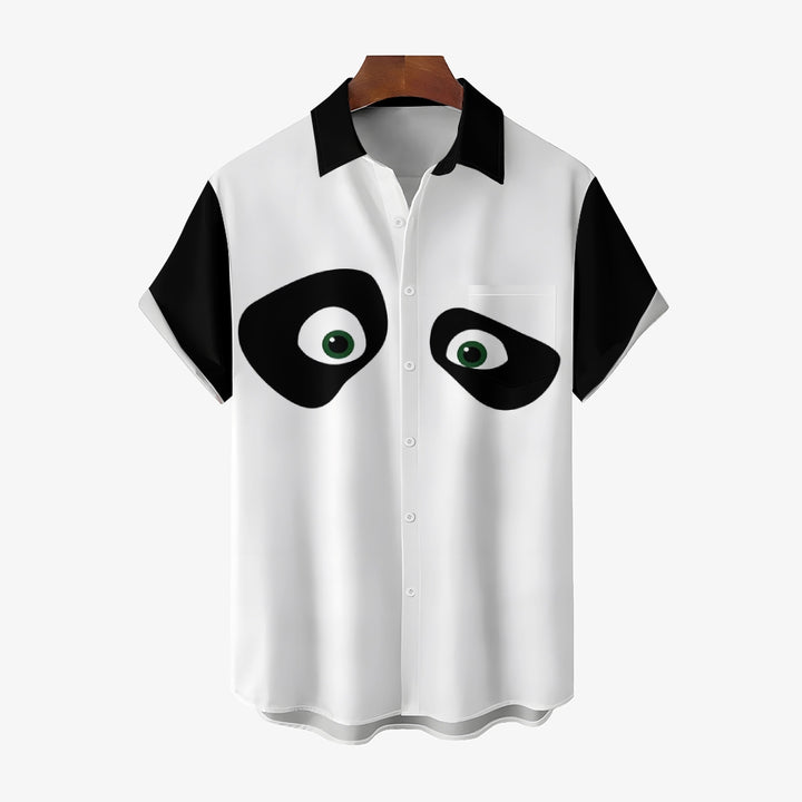 Men's Cartoon Panda Print Short Sleeve Shirt 2410008624