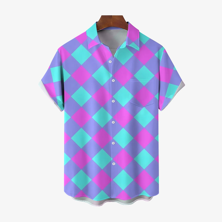 Contrast Geometric Print Casual Short Sleeve Shirt 2412005992