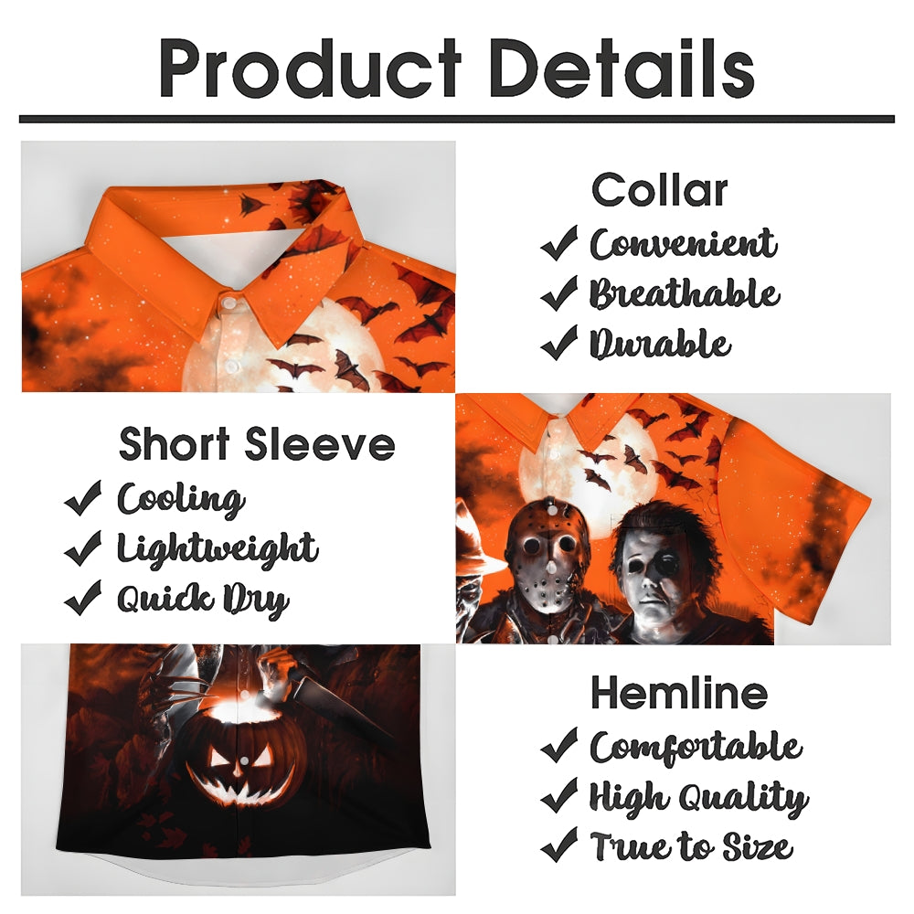 Halloween Horror Character Print Casual Short Sleeve Shirt 2408002740