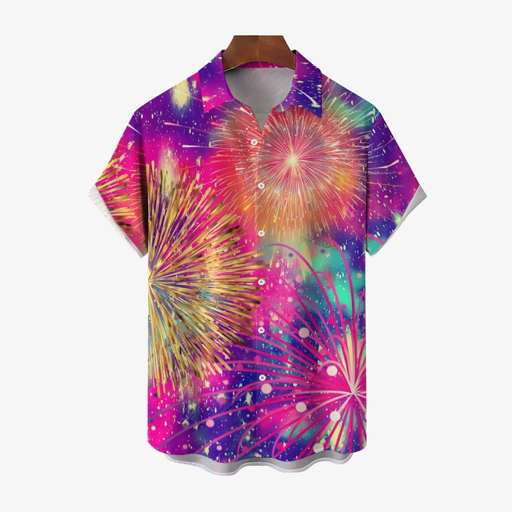 Festive Fireworks Casual Short Sleeve Shirt 2408004501