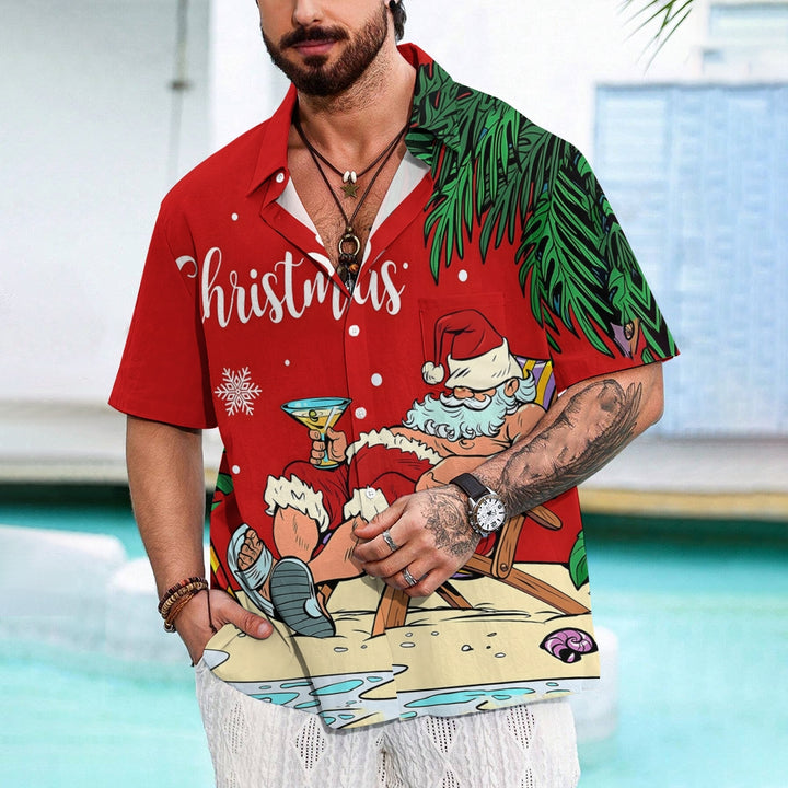 Christmas Santa Claus Leisure Vacation Short Sleeve Shirt 2409005120