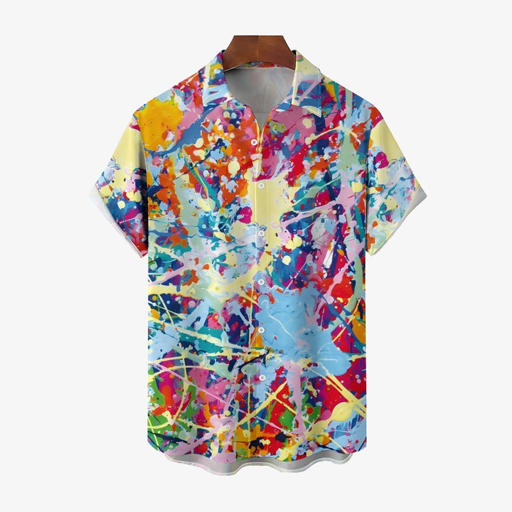 Men's Colorful Art Print Casual Short Sleeve Shirt 2404001897