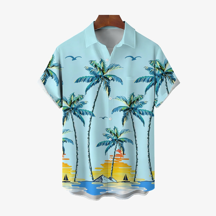 Men's Hawaiian Coconut Tree Casual Short Sleeve Shirt 2410005873