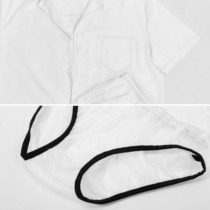 Solid Color Comfortable Short Sleeve Shirt Set