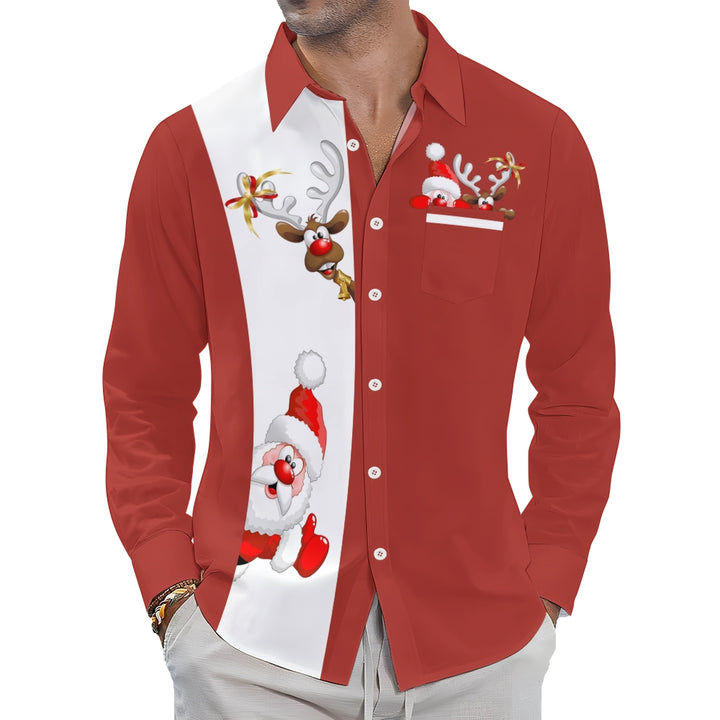 Men's Casual Christmas Printed Long Sleeve Shirt