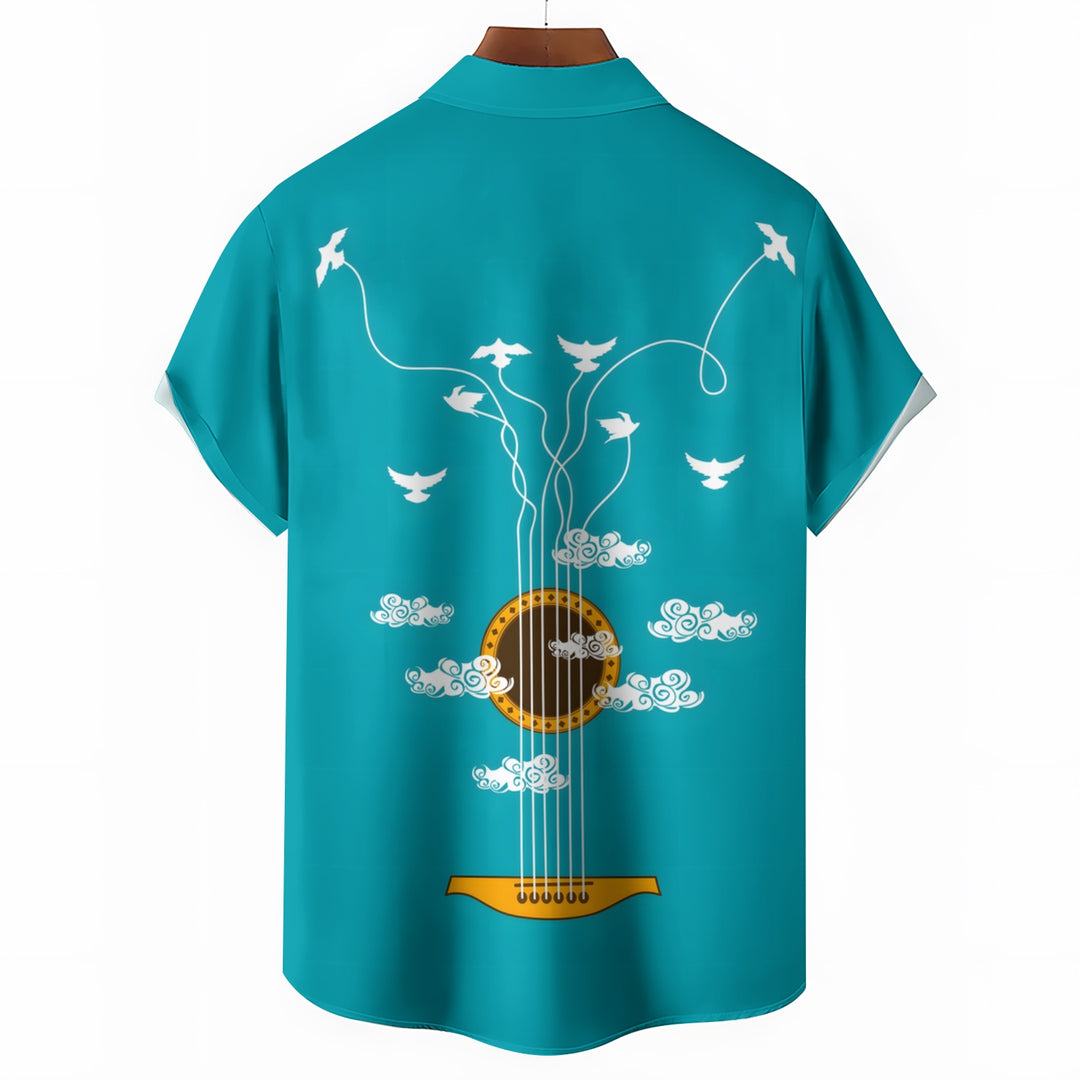 Guitar Creative Fun Print Casual Short Sleeve Shirt 2404000699