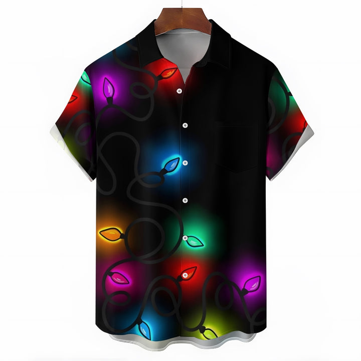 Christmas Lights Cartoon Casual Large Size Short Sleeve Shirt 2407004227