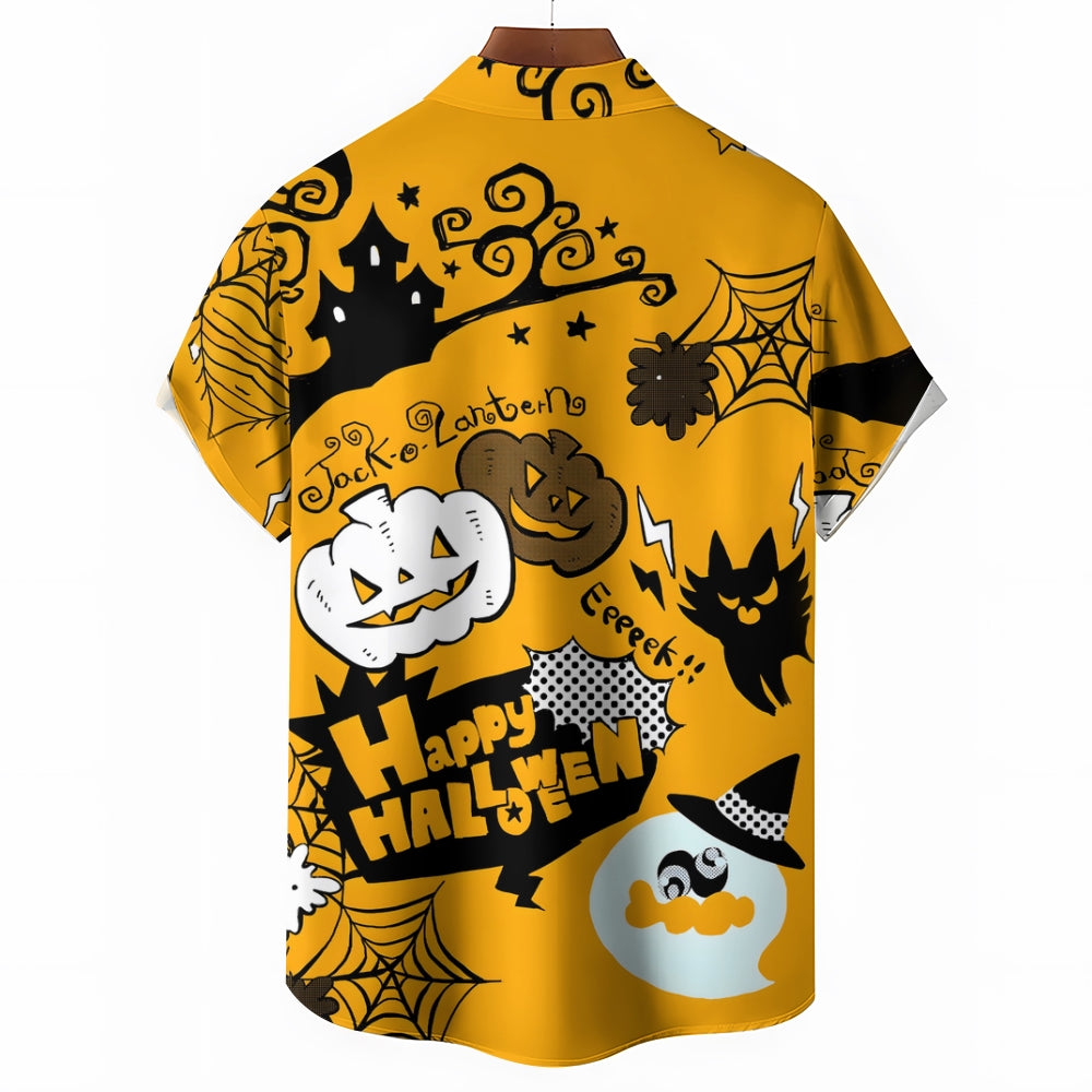 Halloween Ghost Pumpkin Casual Large Size Short Sleeve Shirt 2408000388