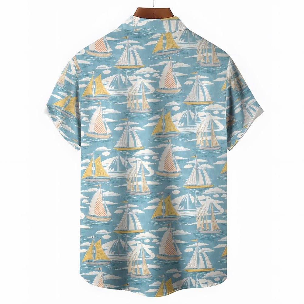 Sailboat Casual Short Sleeve Shirt 2405000206